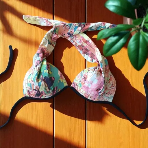 Top de biquíni estampa abstrata