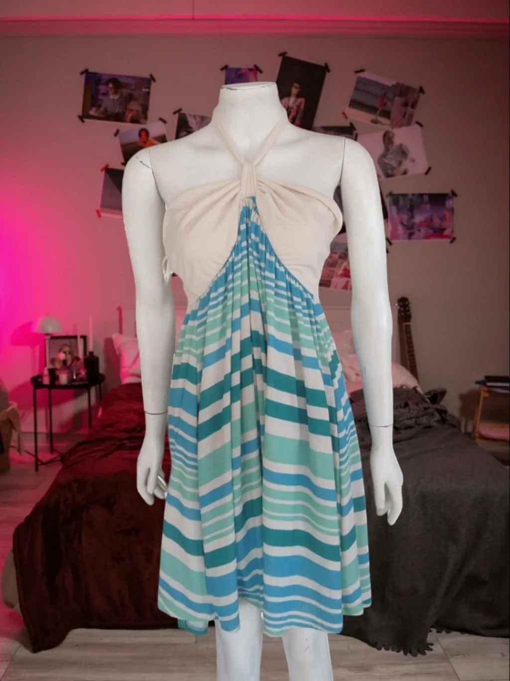 Vestido verde água listrado BLUE STEEL