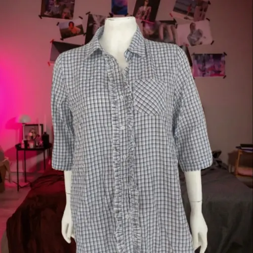 Camisa xadrez feminina cinza com preto