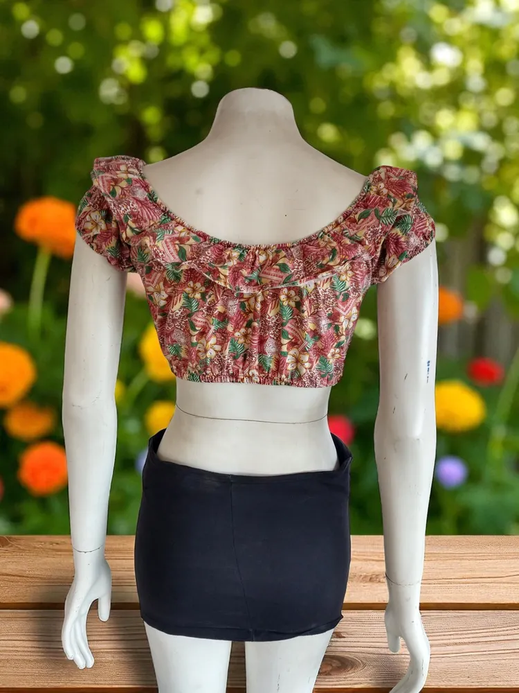 Cropped de algodão estampado