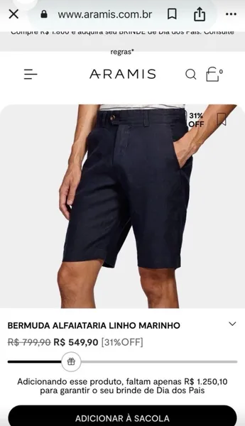 bermuda aramis linho marinho 42