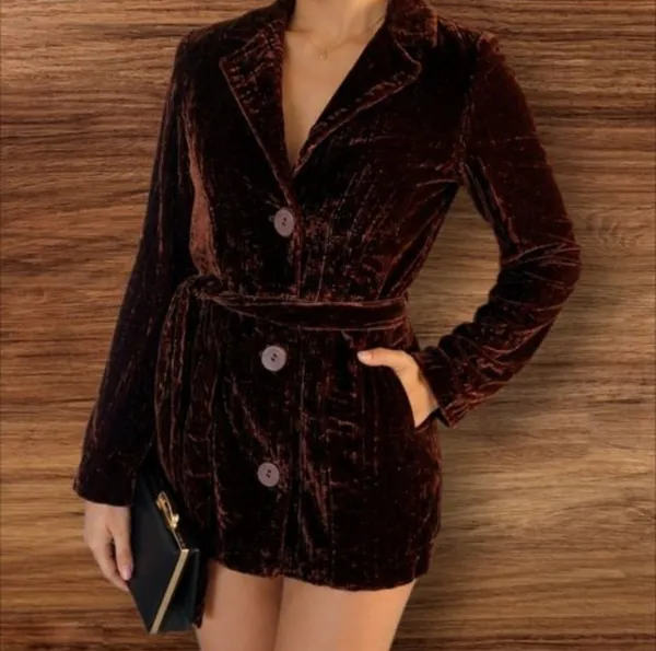blazer veludo molhado amissima P