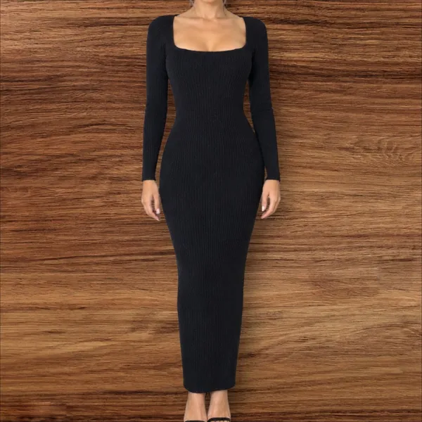 vestido  caos em tricô  canelado