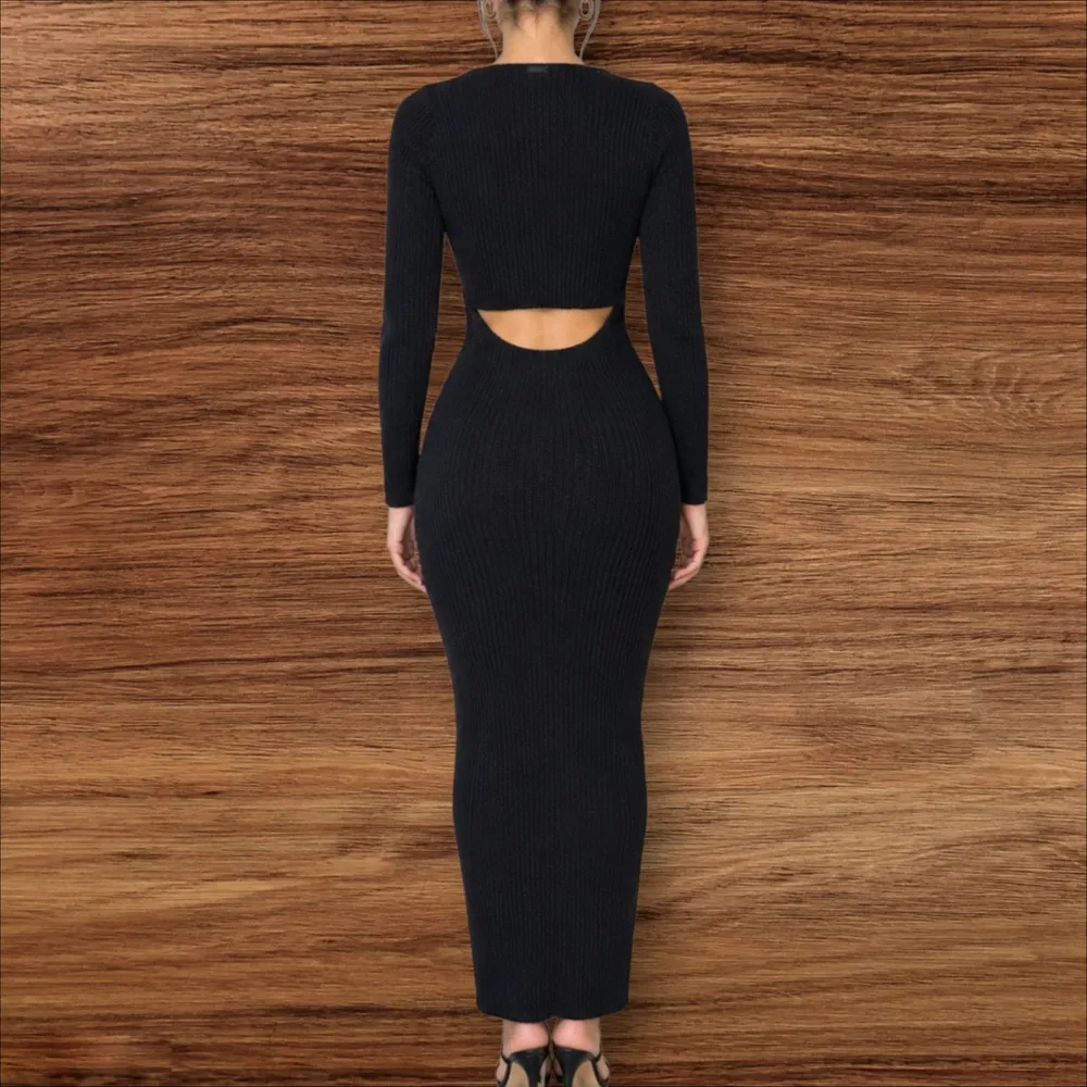 vestido  caos em tricô  canelado
