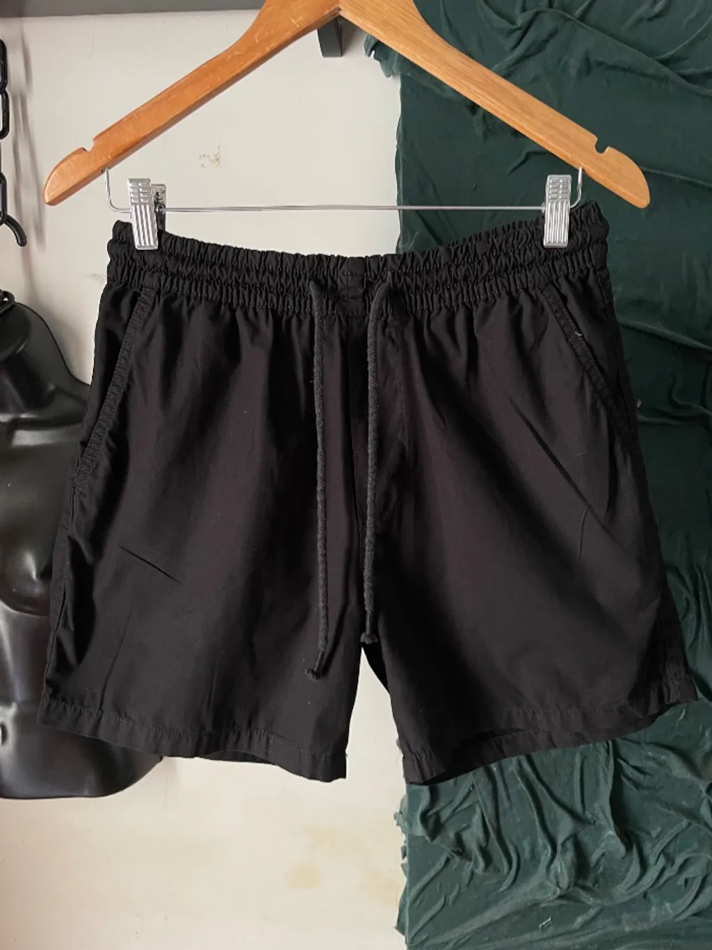short maaculino pool jeans algodao preto M