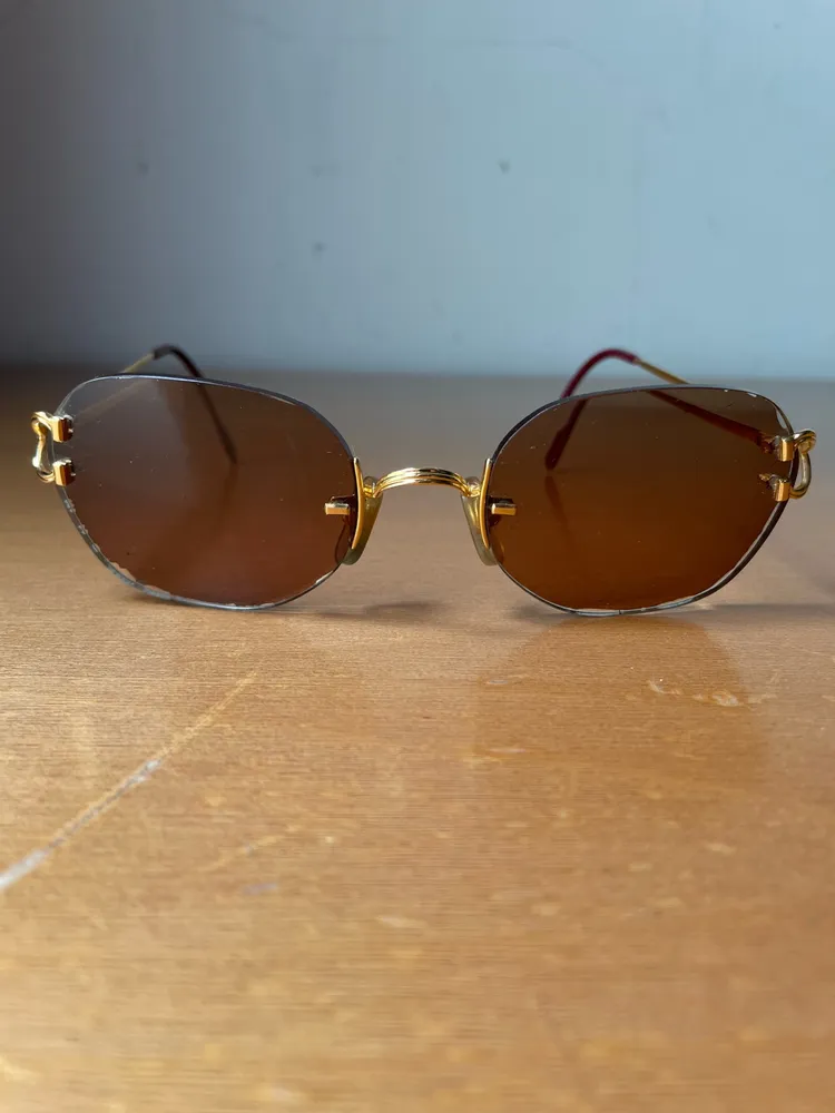 Armação rara vintage cartier chelsea banhada a ouro