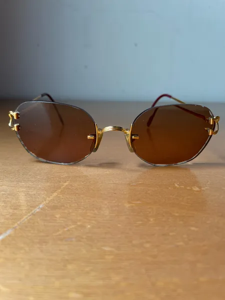 Armação rara vintage cartier chelsea banhada a ouro