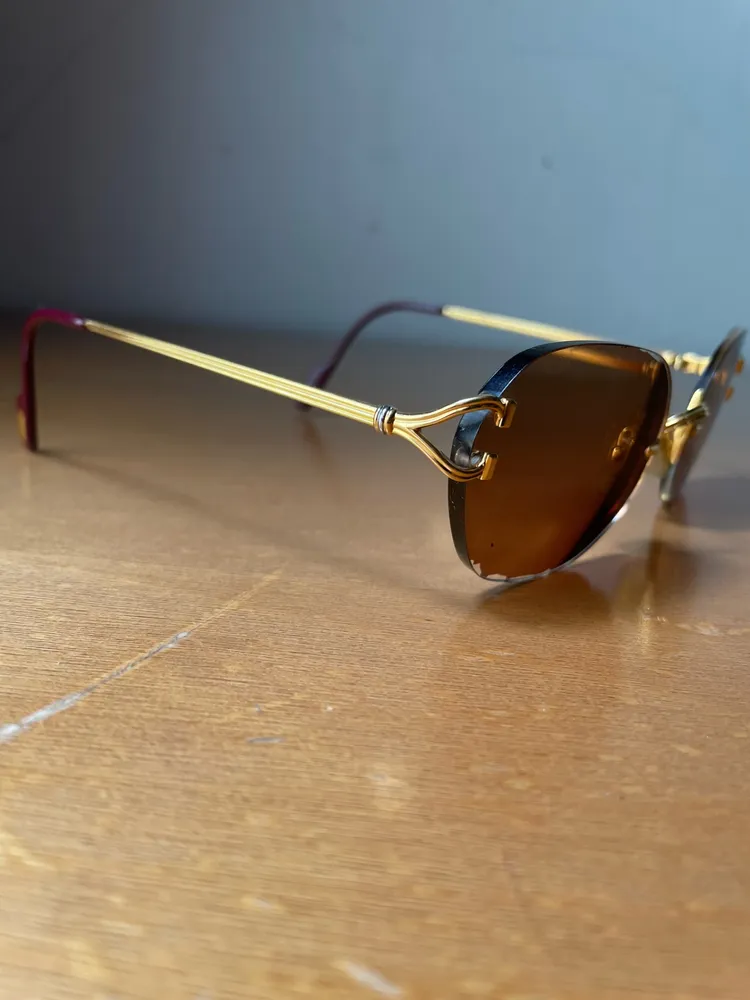 Armação rara vintage cartier chelsea banhada a ouro
