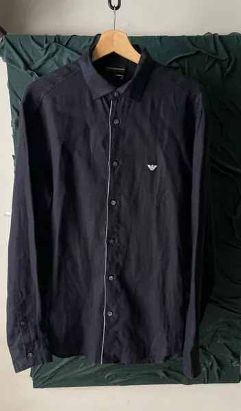 Camisa masculina grife emporio armani 100% linho preta tam XL