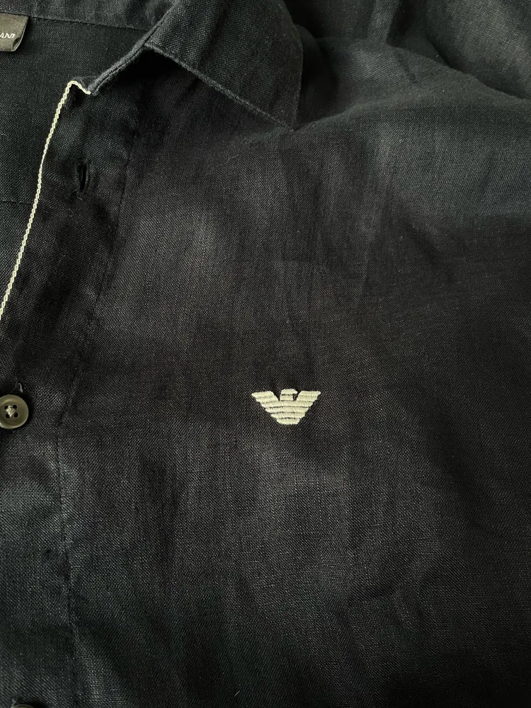 Camisa masculina grife emporio armani 100% linho preta tam XL