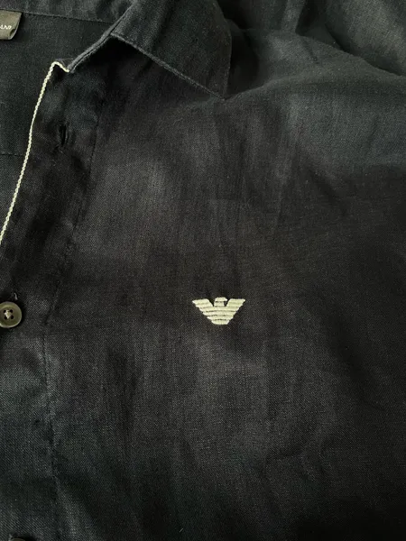 Camisa masculina grife emporio armani 100% linho preta tam XL