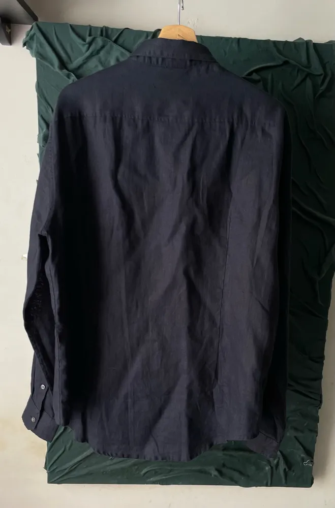 Camisa masculina grife emporio armani 100% linho preta tam XL