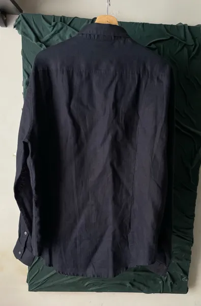 Camisa masculina grife emporio armani 100% linho preta tam XL