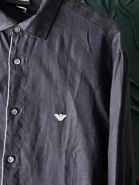 Camisa masculina grife emporio armani 100% linho preta tam XL