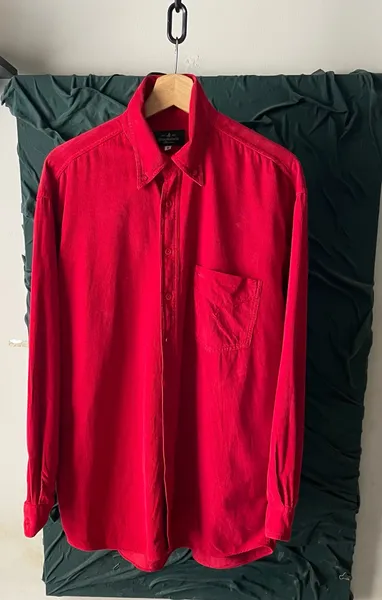 Camisa brooksfield veludo cotele vermelha tam G