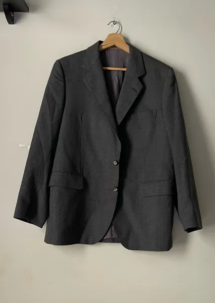 blazer masculino lã mista cinza  tam p