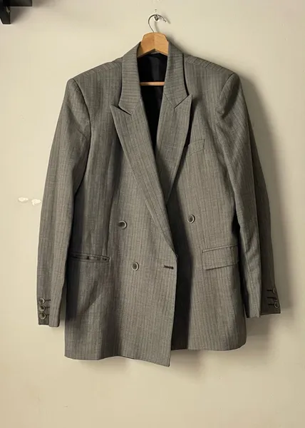 blazer masculino lã mista cinza risca tam 50