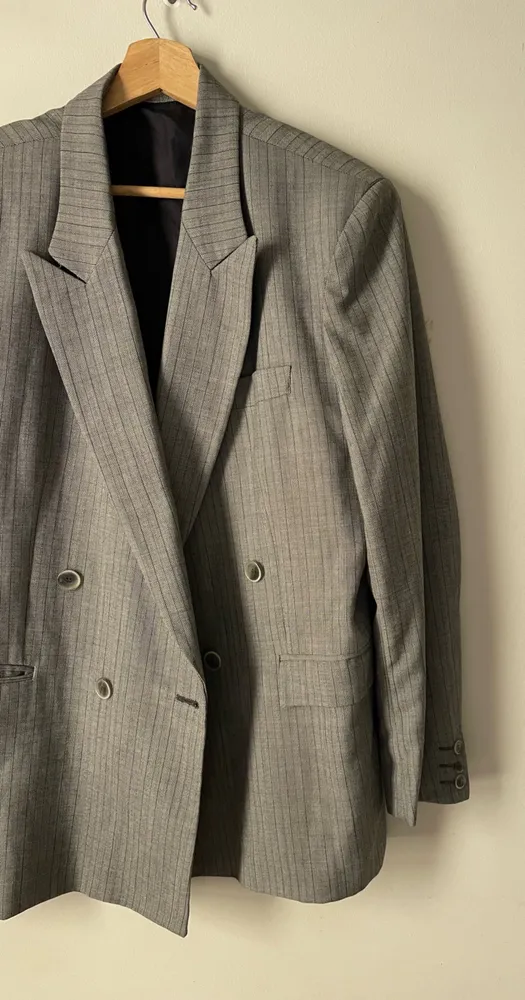 blazer masculino lã mista cinza risca tam 50