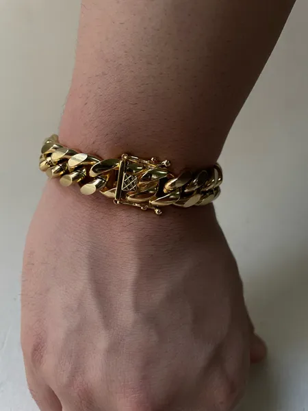 pulseira estilo miami cuban dourada