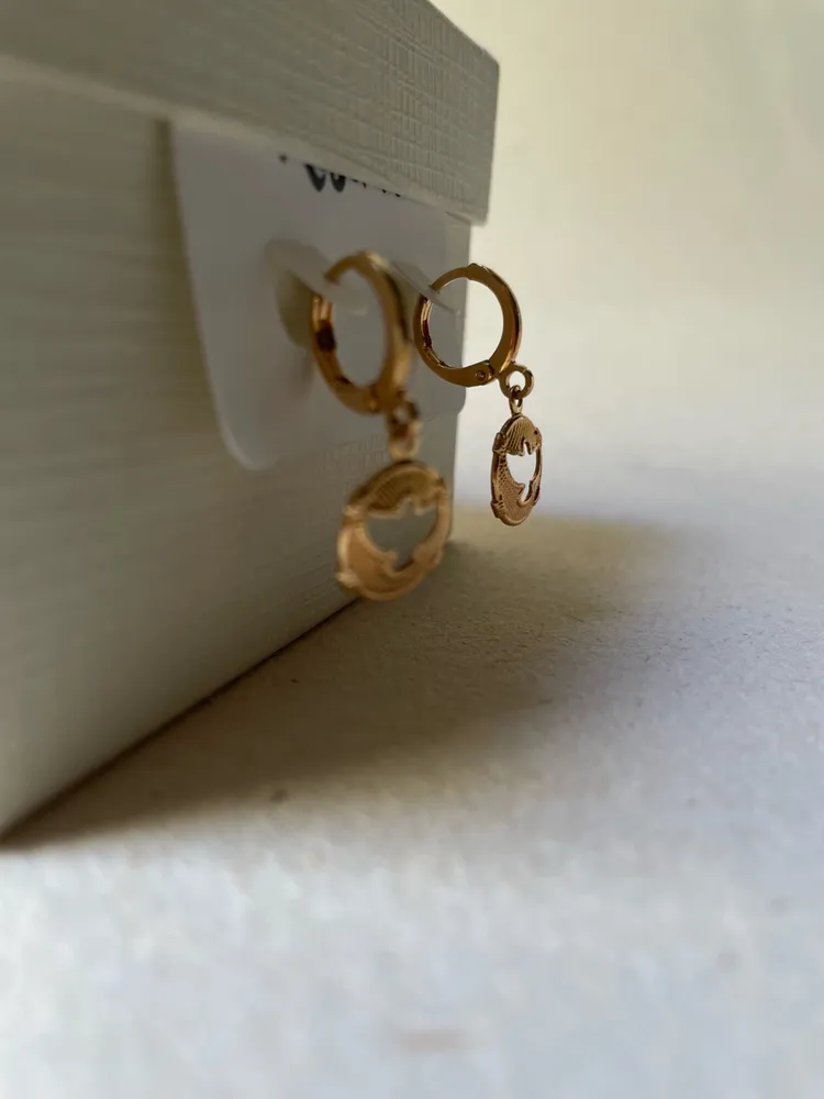 brinco argola pingente banhado ouro 18k