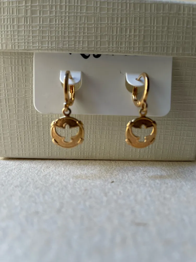 brinco argola pingente banhado ouro 18k