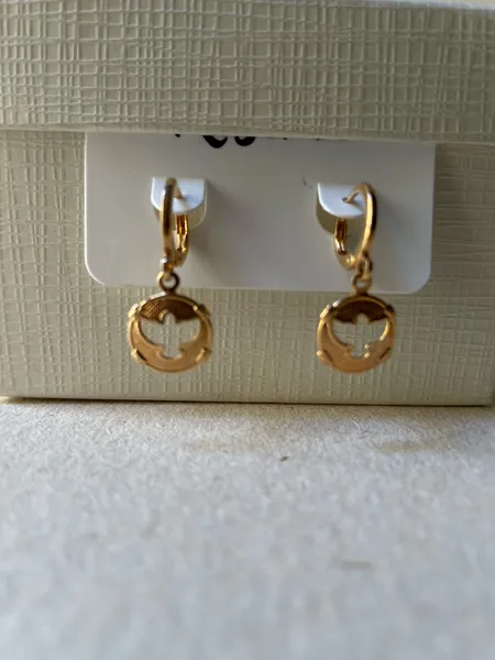 brinco argola pingente banhado ouro 18k