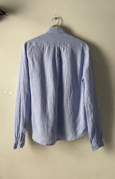 camisa zara man linho puro azul tamanho 38