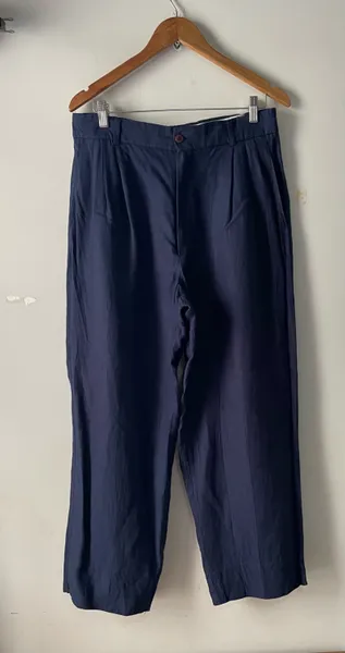 Calça de alfaitaria linho puro azul tam 44