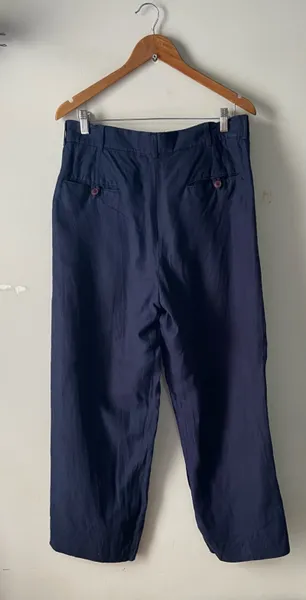 Calça de alfaitaria linho puro azul tam 44