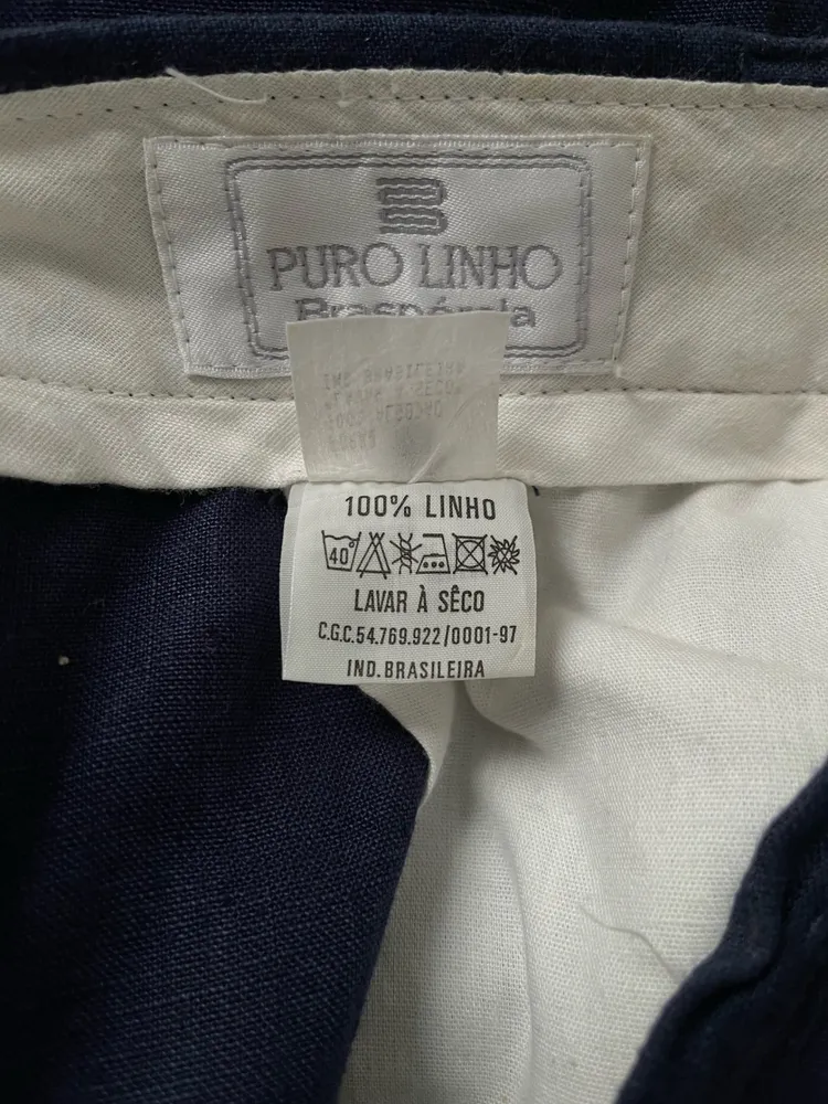 Calça de alfaitaria linho puro azul tam 44