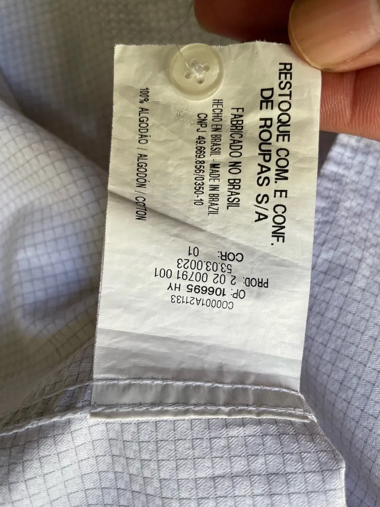 camisa dudalina branca xadrez tam 40