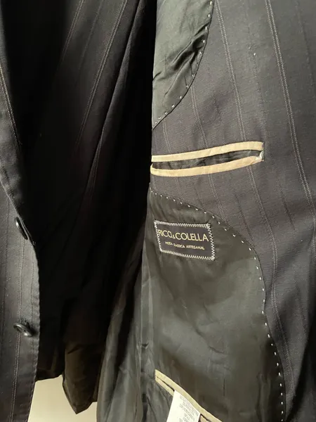 terno costume  lã fria preto risca de giz  tam 52 c