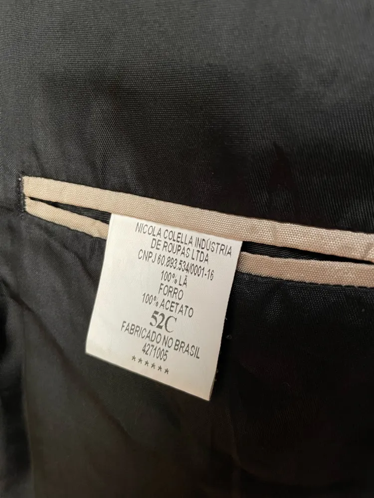 terno costume  lã fria preto risca de giz  tam 52 c