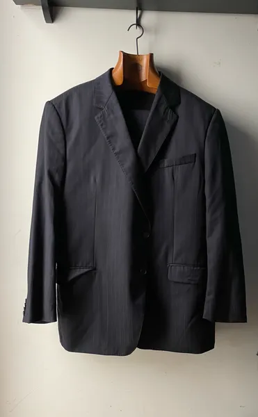 terno costume lã fria preto risca de giz tamanho 62