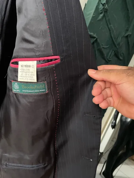 terno costume lã fria preto risca de giz tamanho 62