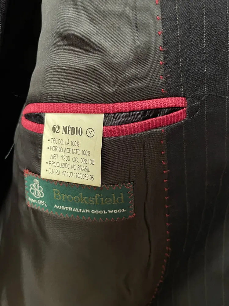 terno costume lã fria preto risca de giz tamanho 62