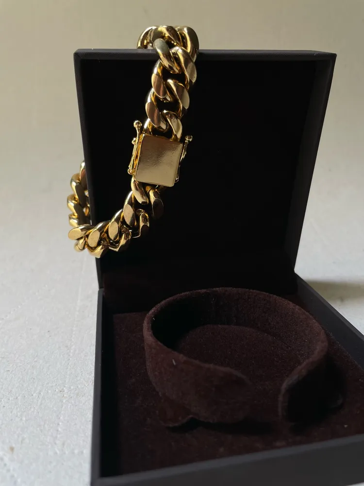 pulseira estilo miami cuban dourada