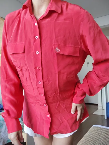 camisa seda pura laranja dudalina