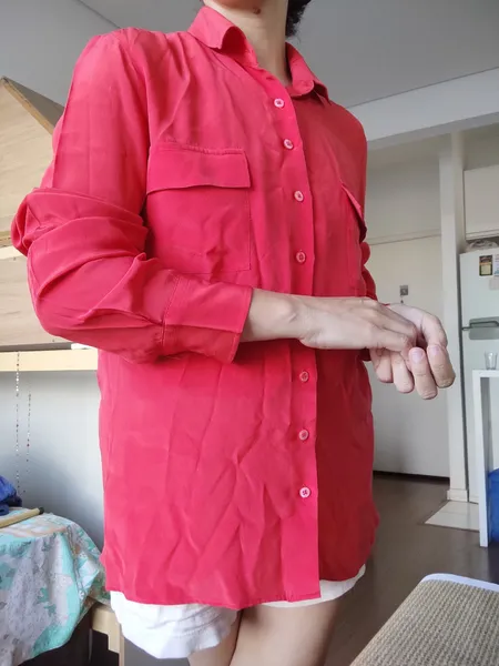 camisa seda pura laranja dudalina