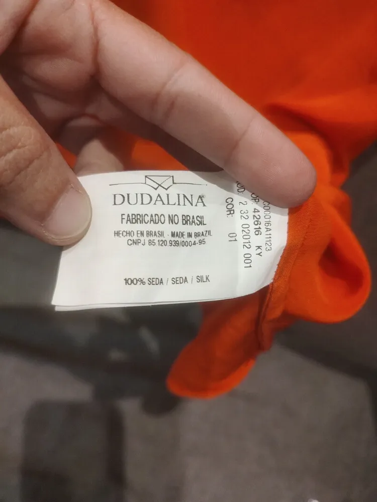 camisa seda pura laranja dudalina