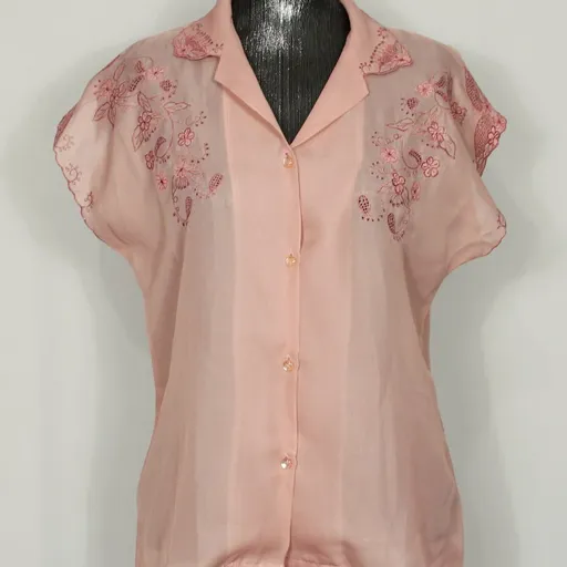Camisa rosa envelhecido bordada vintage CGC - Ref. 5302