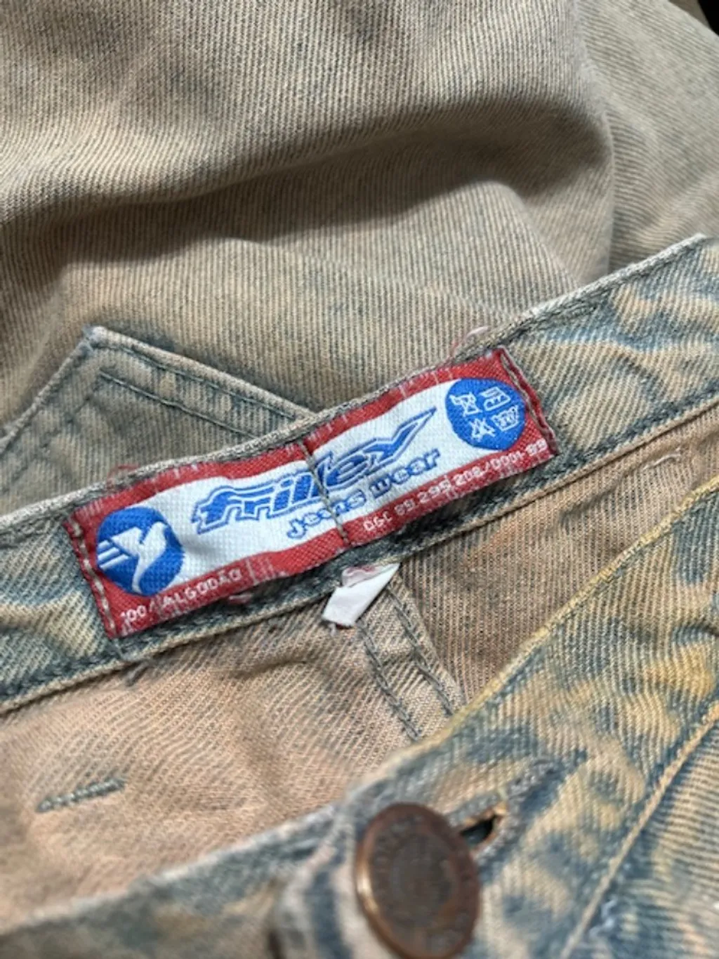 Bermuda  jeans jorts vintage CGC bege e azul -  Ref. 5326