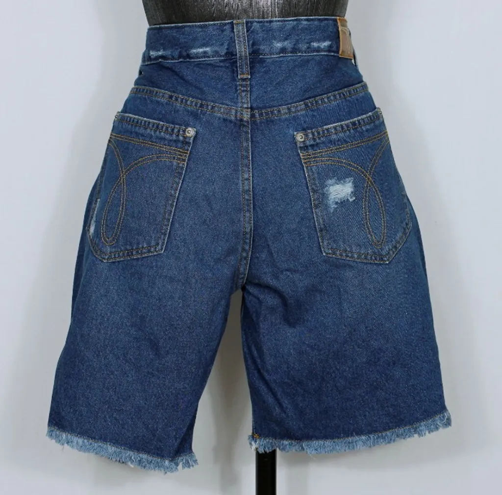 bermuda jeans  azul destoyed calvin klein ck -  ref. 5087