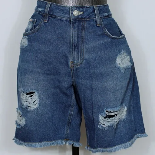 bermuda jeans  azul destoyed calvin klein ck -  ref. 5087