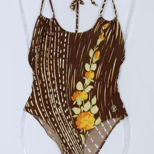 Maio feminino marrom floral vintage CGC - Ref. 5232