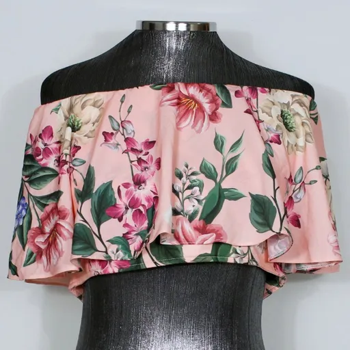 blusa cropped ciganinha floral lança perfume - ref. 5436