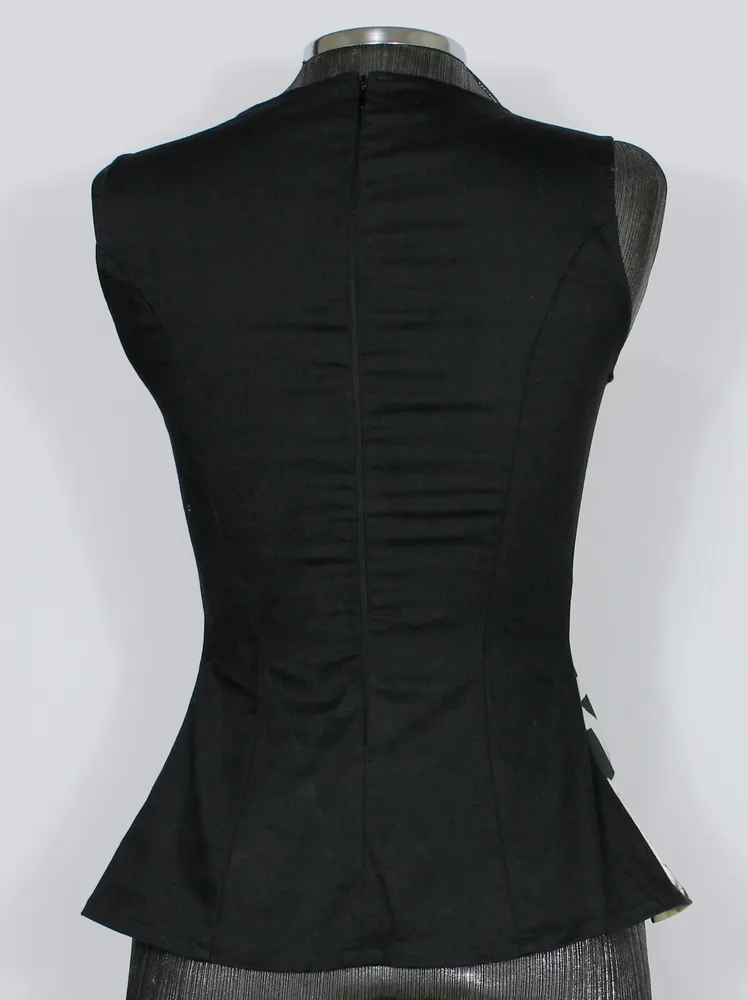 Blusa regata peplum floral e preta lança perfume - Ref. 5536