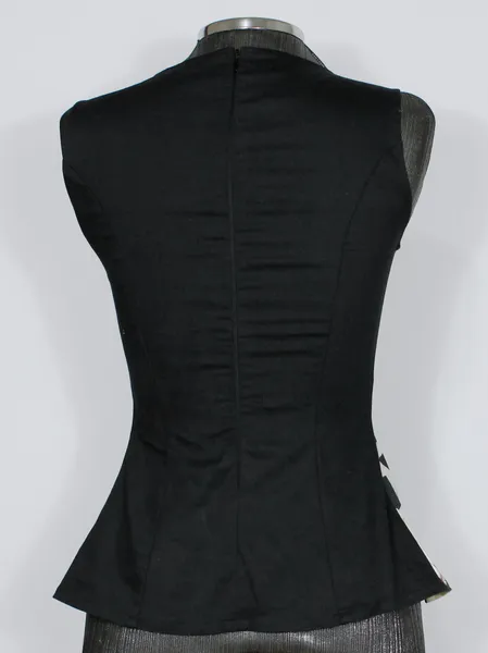 Blusa regata peplum floral e preta lança perfume - Ref. 5536