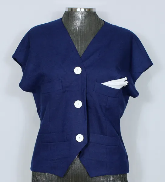 Colete social azul marinho e branco vintage CGC - ref. 5641