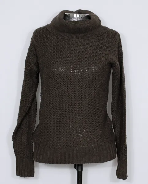 Blusa tricot lã marrom gola alta - Veste P - Ref. 5700